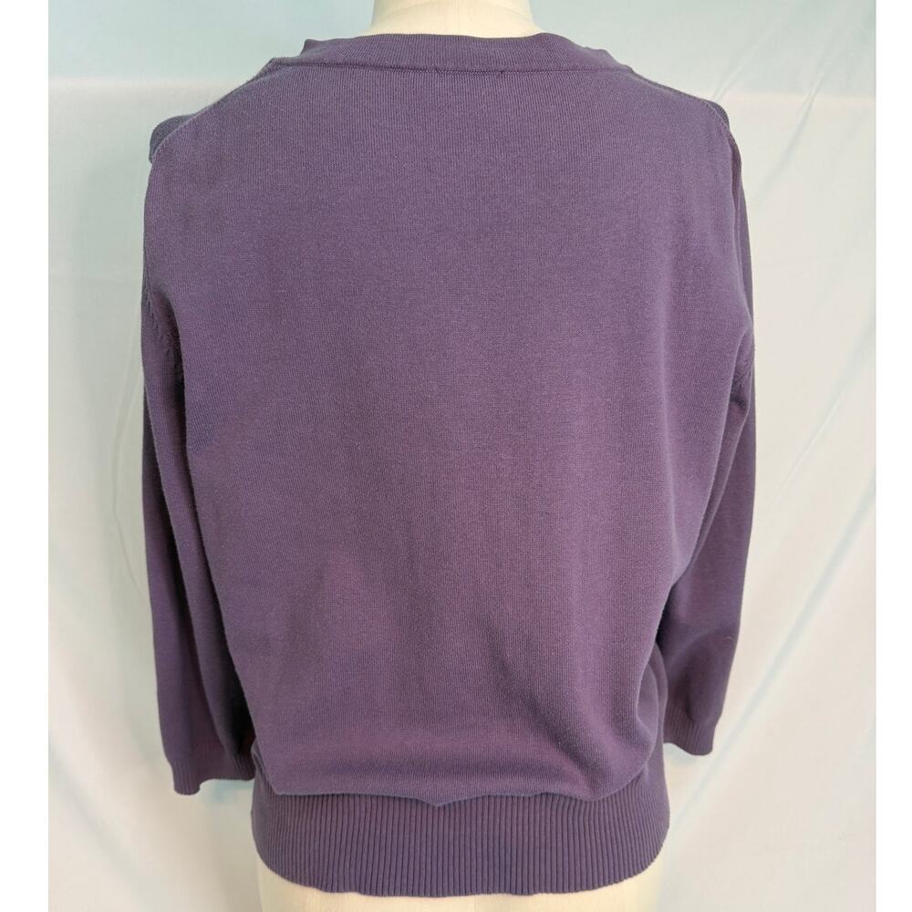 J Jill Purple Button Front Cardigan Sweater Round Neck Long Sleeve - Size LARGE - Picture 3 of 5